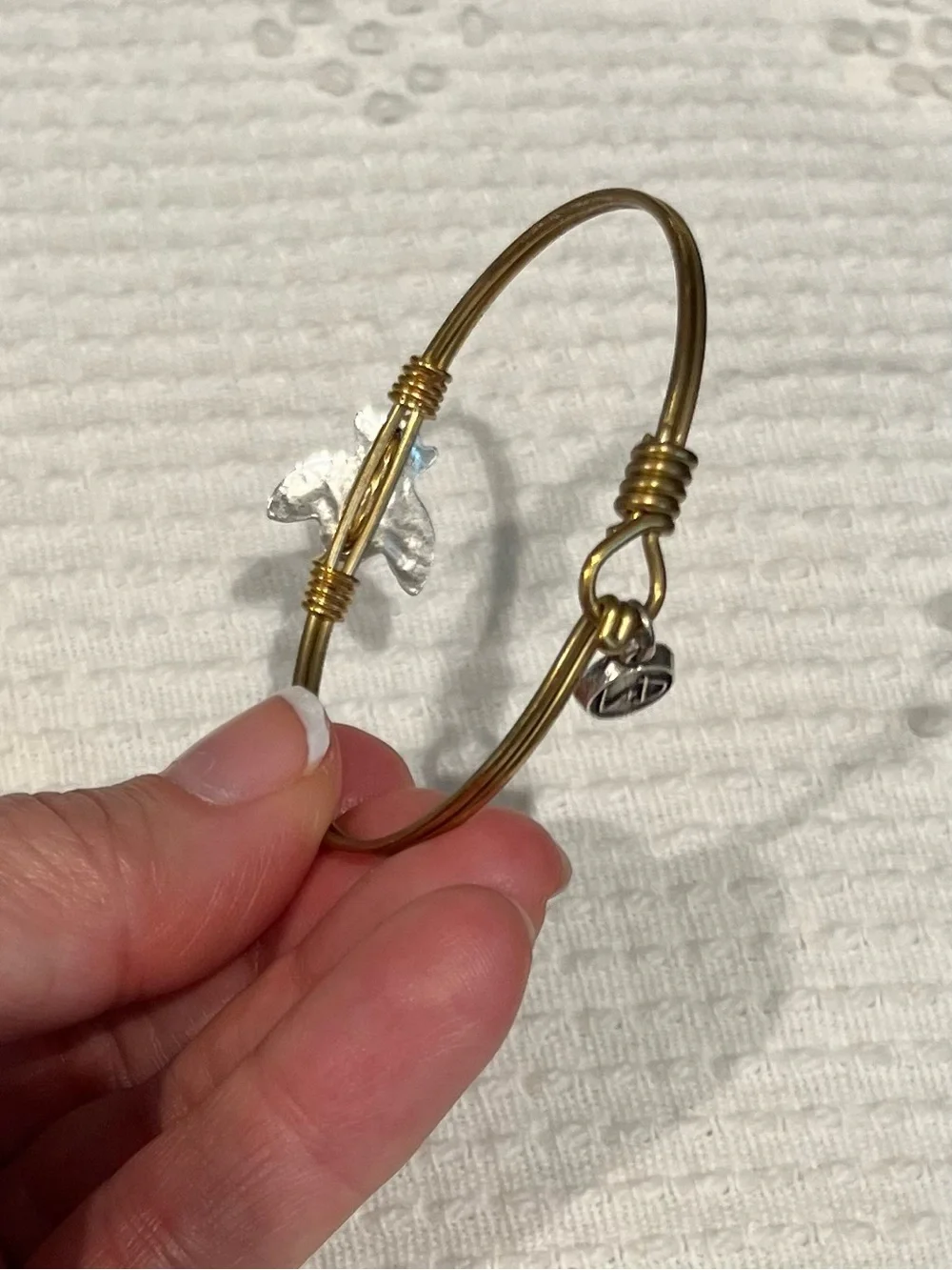 Luca + Danni Bee Kind Bangle Bracelet, Petite, LNWB, Brass and Silvertone